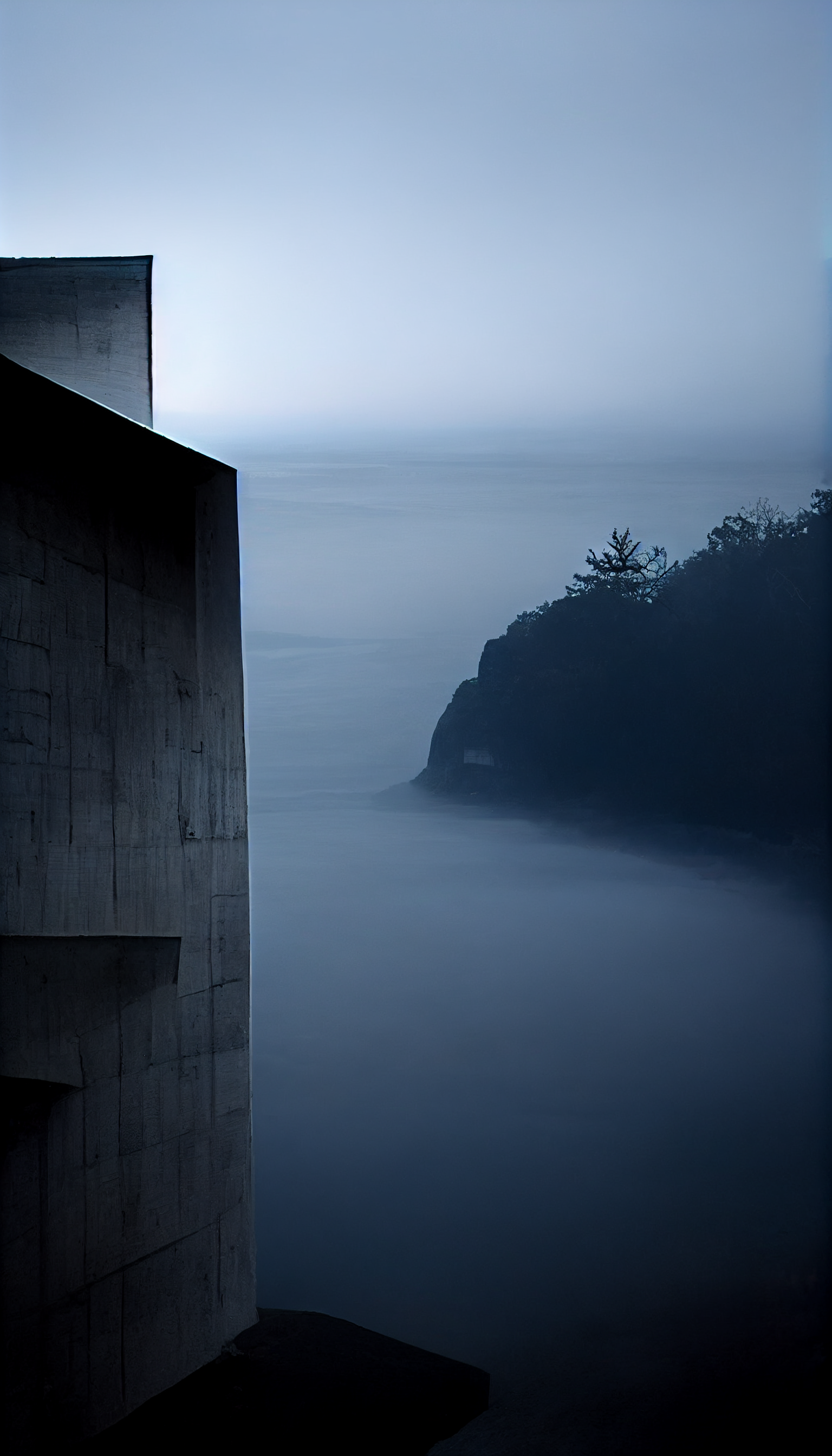 **tadao ando brutalism house on a cliff in the dark surrounded by foggy lights --w 1080 --h 1920 --upbeta --v 3** - Upscaled (Beta) by <@956866923587596328> (fast)