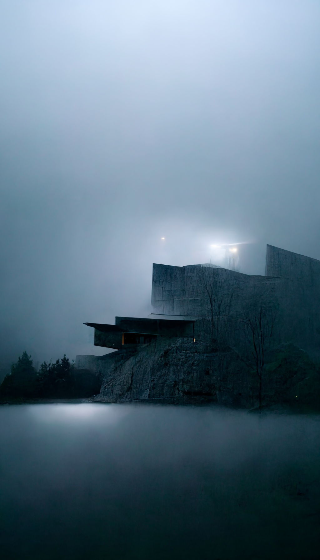 **tadao ando brutalism house on a cliff in the dark surrounded by foggy lights --w 1080 --h 1920 --upbeta --v 3** - Upscaled (Light) by <@956866923587596328> (fast)